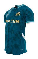 Olympique de Marseille 2024/2025 - Camiseta de visitante Olympique de Marseille - Mar Mediterráneo - Azul turquesa - Dorado - Ligue 1 - Diseño elegante - Ciudad - Belleza - Temporada - Fútbol - Equipamiento deportivo.
